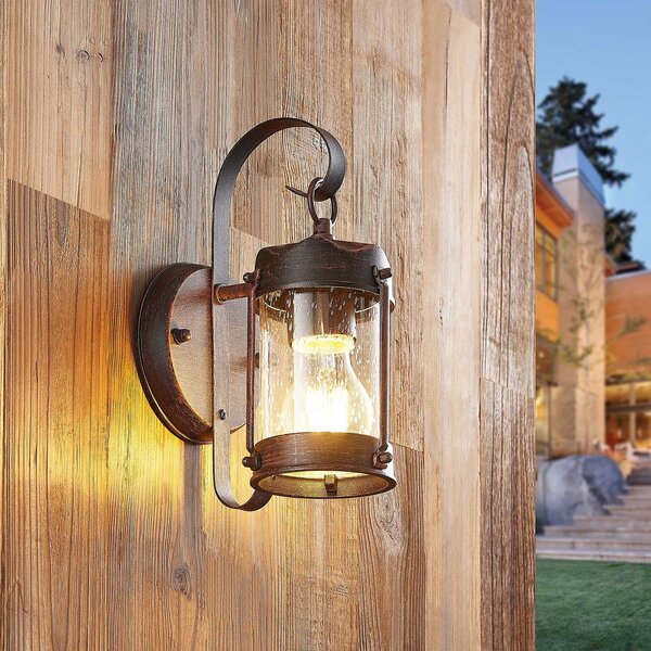 Lampade da esterno Lindby, Farly, dimmerabile, Marrone / Ruggine, Balcone, Metallo, Campagna / rustico
