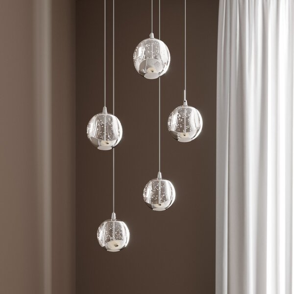 Lampada a sospensione Lucande, Hayley, Trasparente, Soggiorno, Vetro, Moderno