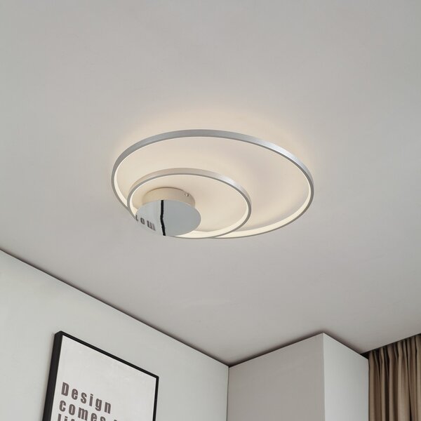 Plafoniera Lindby, Nerwin, dimmerabile, Metallizzato, Soggiorno, Metallo, Moderno
