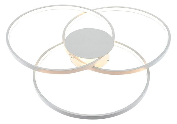 Plafoniera Lindby, Riley, dimmerabile, Bianco, Soggiorno, Alluminio, Moderno