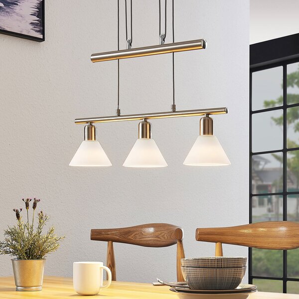 Lampada a sospensione Lindby, Delira, dimmerabile, Metallizzato, Soggiorno, Metallo, Moderno