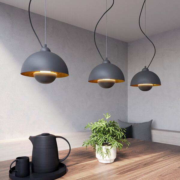 Lampada a sospensione Lindby, Gretja, dimmerabile, Nero, Soggiorno, Metallo, Moderno