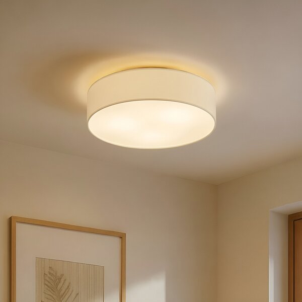 Plafoniera Lindby, Sebatin, dimmerabile, Beige, Camera da letto, Tessuto / Tessile, Moderno