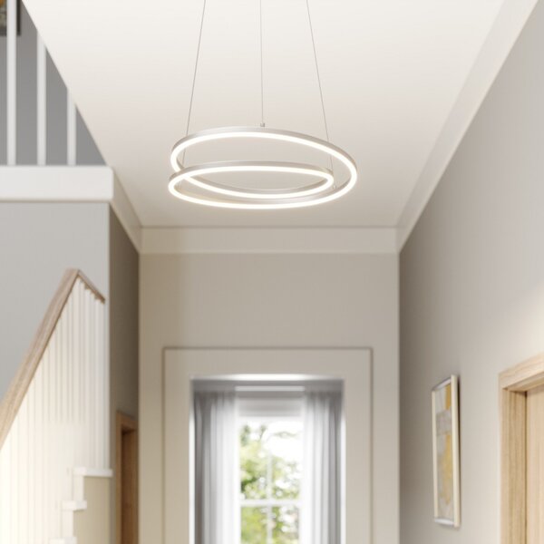 Lampada a sospensione Lindby, Davian, dimmerabile, Metallizzato, Soggiorno, Alluminio, Moderno