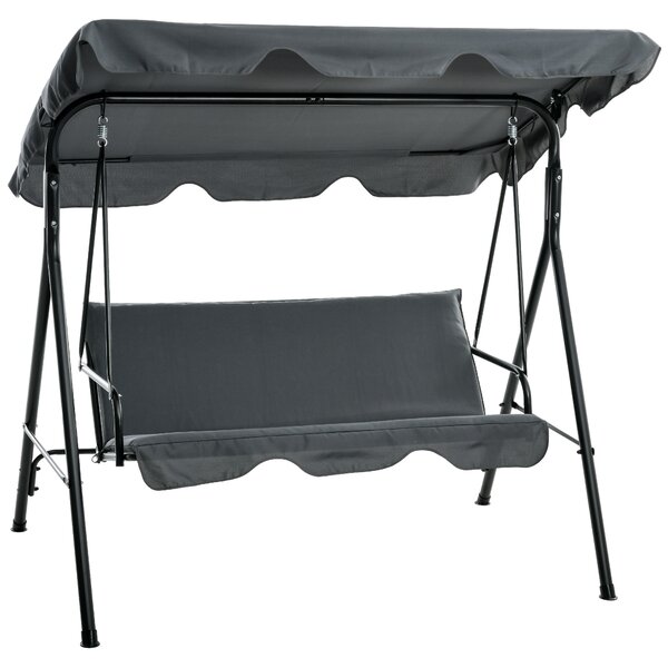 Outsunny Dondolo da Giardino 3 Posti con Tettuccio Regolabile e Cuscini in Poliestere e Acciaio Antiruggine, 172x110x153 cm, Grigio | Aosom Italy