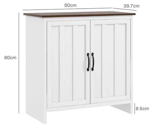 HOMCOM Credenza Cucina Moderna a 2 Ante con Ripiano Regolabile in Legno, 80x39.7x80cm, Bianco