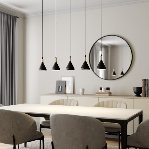 Lampada a sospensione Lindby, Arina, dimmerabile, Nero, Soggiorno, Metallo, Moderno