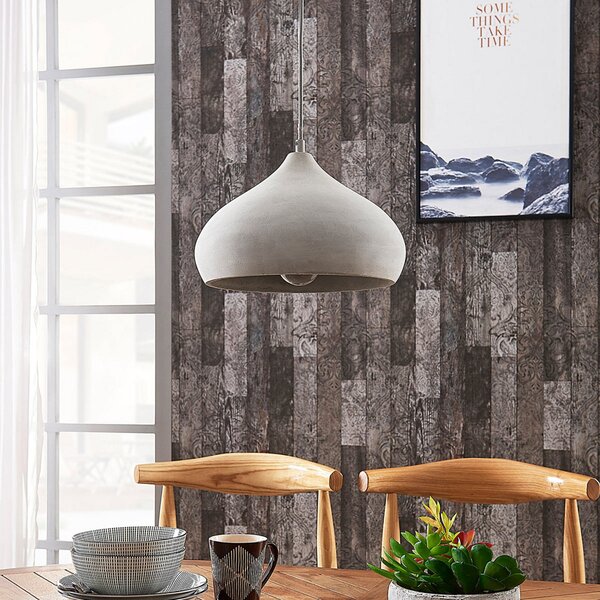 Lampada a sospensione Lindby, Morton, dimmerabile, Grigio, Soggiorno, Cemento, Moderno