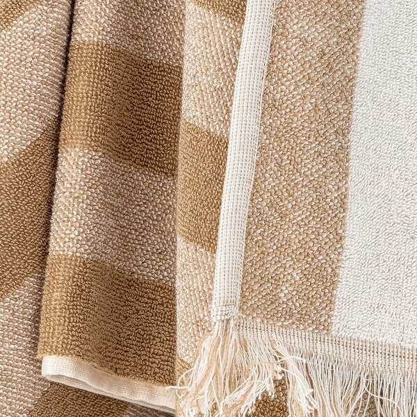 Asciugamano in cotone marrone-beige 70x140 cm Elaia - Bloomingville