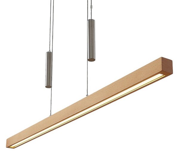 Lampada a sospensione Lucande, Pia, dimmerabile, Legno, Soggiorno, Legno, Moderno