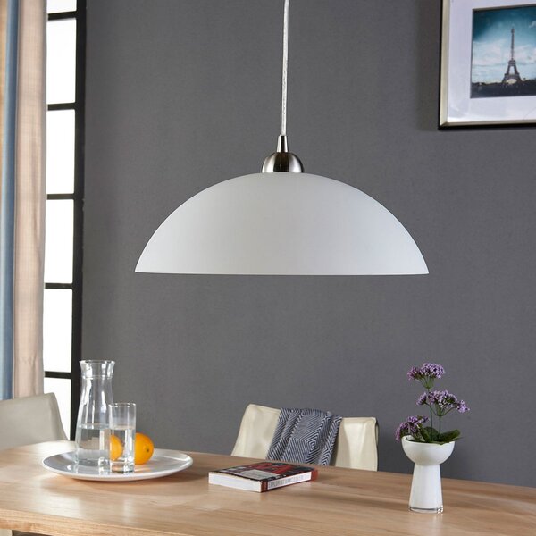 Lampada a sospensione Lindby, Valeria, dimmerabile, Bianco, Cucina, Vetro, Moderno