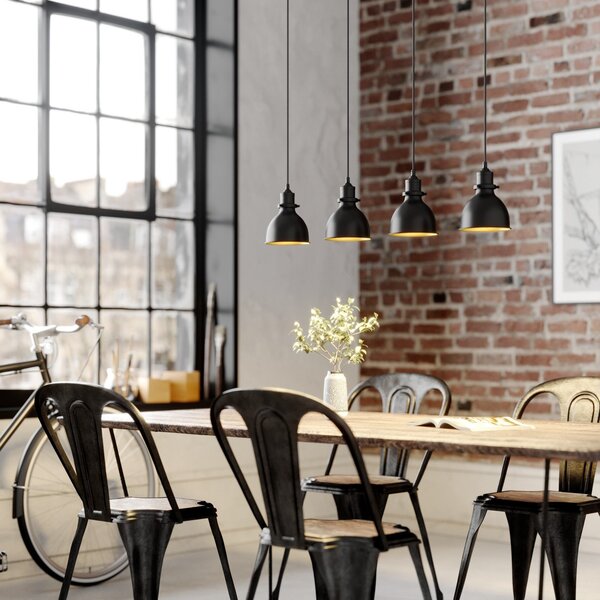 Lampada a sospensione Lindby, Jasminka, dimmerabile, Nero, Cucina, Metallo, Industriale