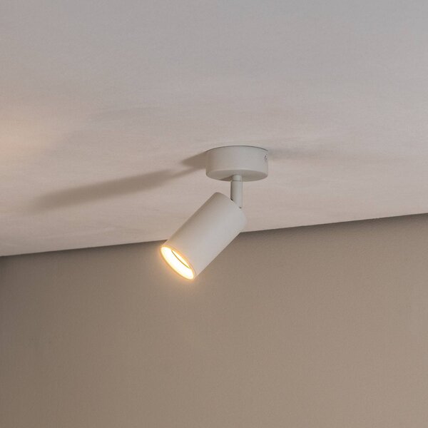 Argon Faretto da soffitto Sado, bianco, acciaio, orientabile, a 1 luce rotondo dimmerabile, Bianco / Opale, Soggiorno / Sala da pranzo, Metallo, Moderno, Faretto alogeno