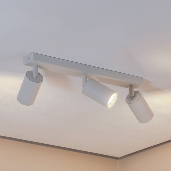 Argon Faretto da soffitto Sado, bianco, acciaio, orientabile, a 3 luci lungo dimmerabile, Bianco / Opale, Soggiorno / Sala da pranzo, Metallo, Moderno, Faretto alogeno