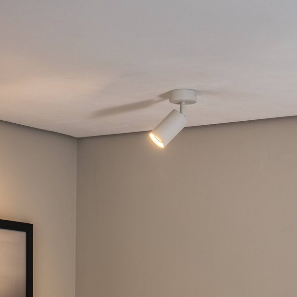Argon Faretto da soffitto Sado, bianco, acciaio, orientabile, a 1 luce rotondo dimmerabile, Bianco / Opale, Soggiorno / Sala da pranzo, Metallo, Moderno, Faretto alogeno
