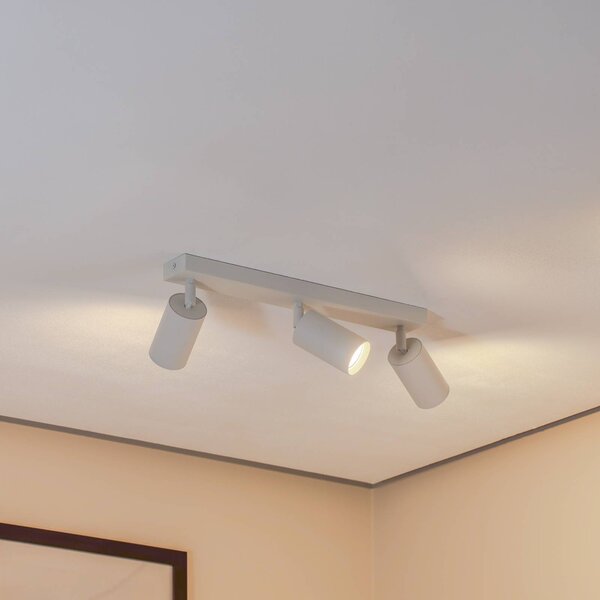 Argon Faretto da soffitto Sado, bianco, acciaio, orientabile, a 3 luci lungo dimmerabile, Bianco / Opale, Soggiorno / Sala da pranzo, Metallo, Moderno, Faretto alogeno