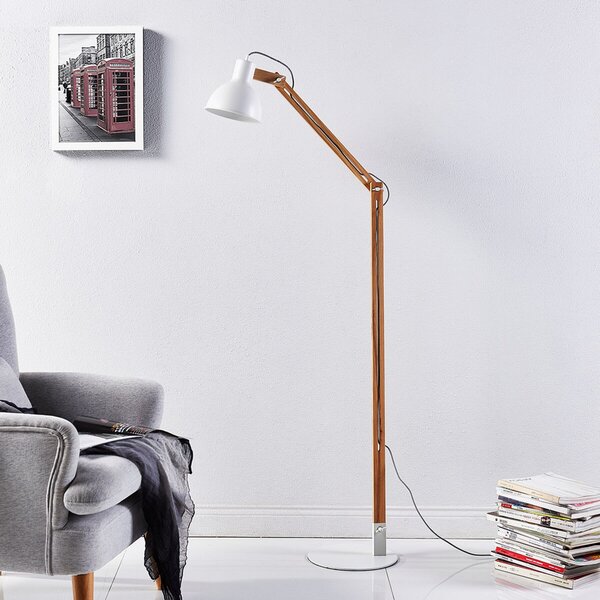 Lampada da terra Lindby, Shivanja, Legno, Studio / Ufficio, Legno, Moderno
