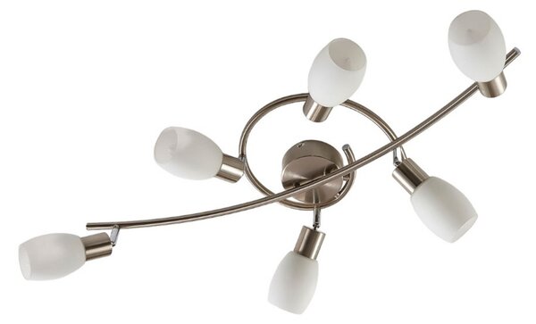 Plafoniera Lindby, Arda, dimmerabile, Metallizzato, Soggiorno, Vetro, Moderno