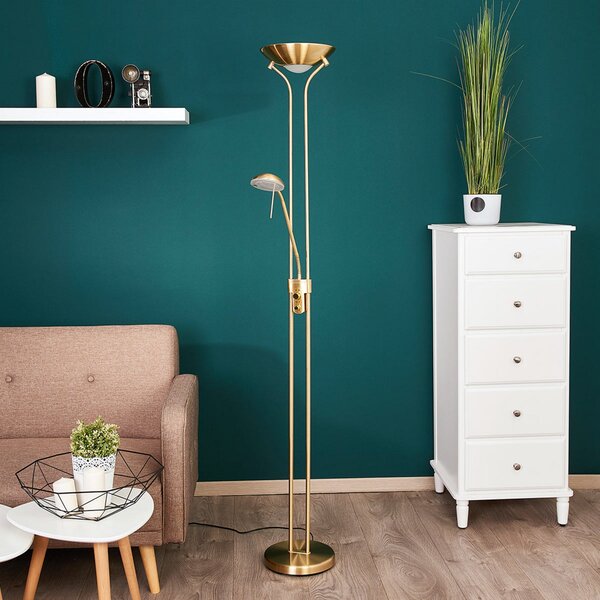 Lampada da terra Lindby, Josefin, dimmerabile, Dorato / Ottone, Soggiorno, Metallo, Moderno