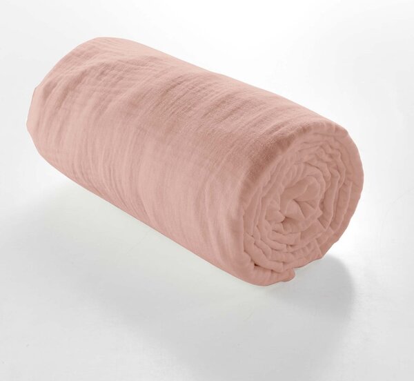 Telo di mussola elasticizzato rosa 160x200 cm Angelia - douceur d'intérieur