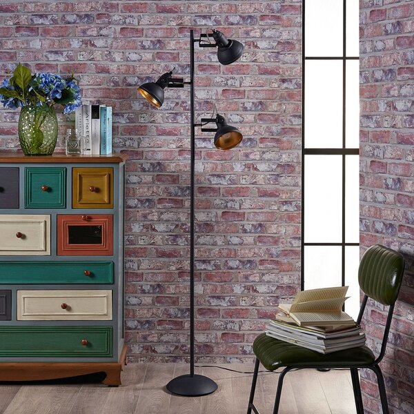 Lampada da terra Lindby, Lilly, Nero, Soggiorno, Metallo, Industriale