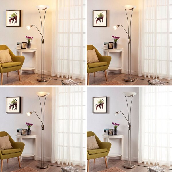 Lampada da terra Lindby, Felicia, Grigio, Soggiorno, Metallo, Moderno