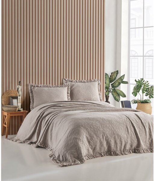 Set con copriletto e federa marrone in cotone 220x240 cm Ilda – Mijolnir