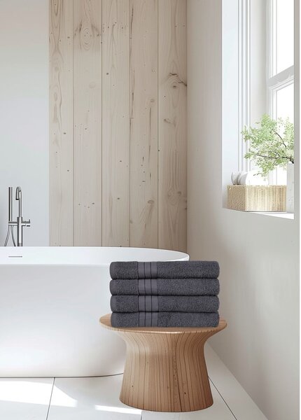 Set di 4 asciugamani in spugna di cotone antracite 50x100 cm - Good Morning