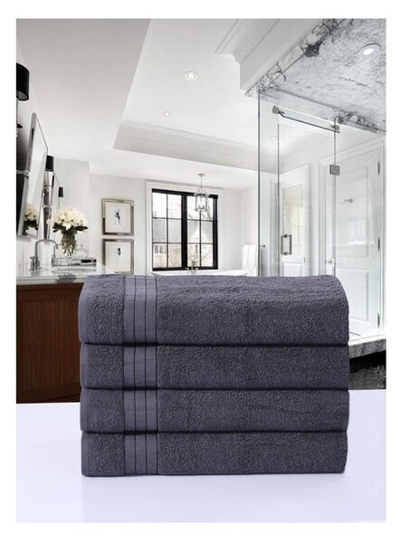 Set di 4 asciugamani in spugna di cotone antracite 50x100 cm - Good Morning