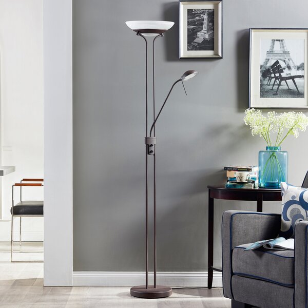 Lampada da terra Lindby, Yveta, dimmerabile, Marrone / Ruggine, Soggiorno, Metallo, Campagna / rustico