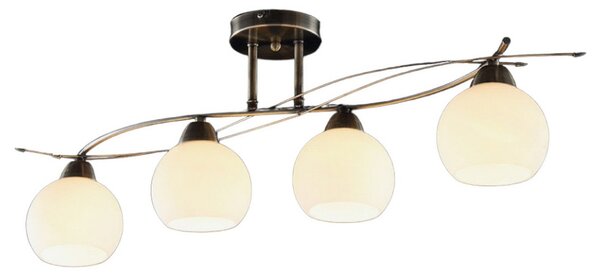 Plafoniera Lindby, Leanda, dimmerabile, Bronzo / Ottone anticato, Soggiorno, Vetro, Moderno