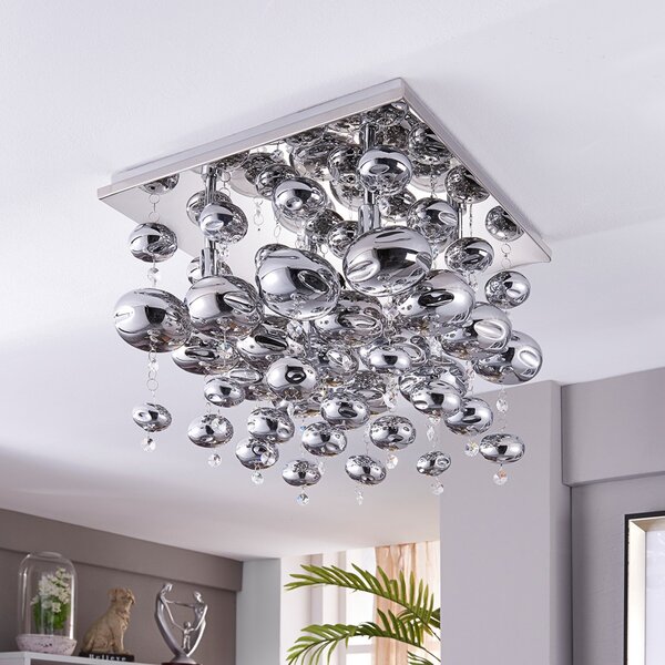 Plafoniera Lindby, Esfera, dimmerabile, Metallizzato, Soggiorno, Metallo, Moderno