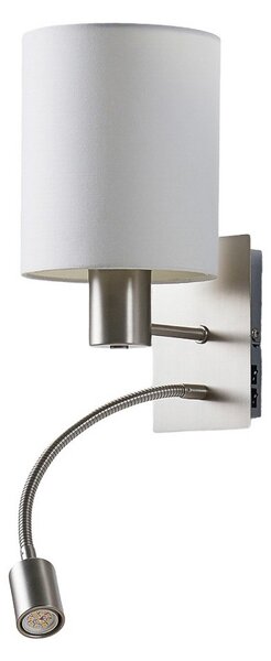 Applique da parete Lindby, Shajan, Bianco, Soggiorno, Tessuto / Tessile, Moderno