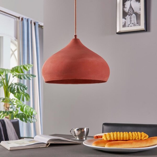 Lampada a sospensione Lindby, Fiona, dimmerabile, Arancione, Soggiorno, Cemento, Mediterraneo
