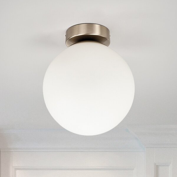 Plafoniera Lindby, Lennie, dimmerabile, Bianco, Bagno, Vetro, Moderno
