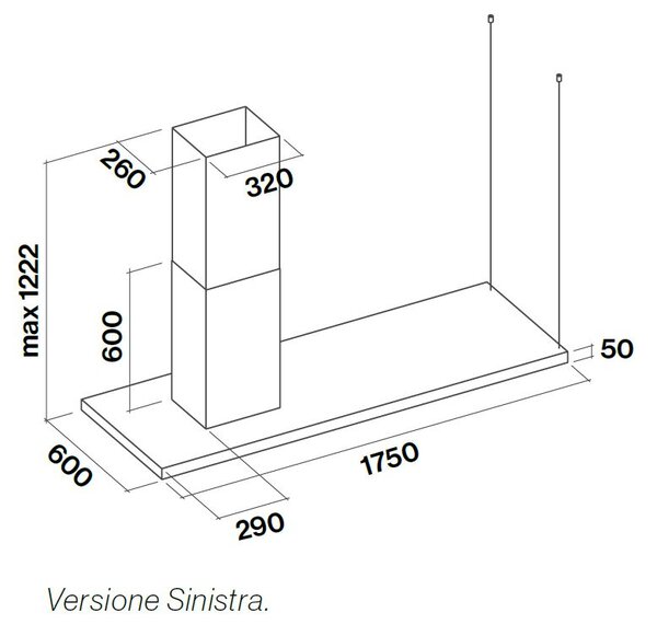 FALMEC Cappa Cucina Aspirante/Filtrante Isola Sinistra Larghezza 175 cm colore Acciaio Inox - Lumen Isola 175