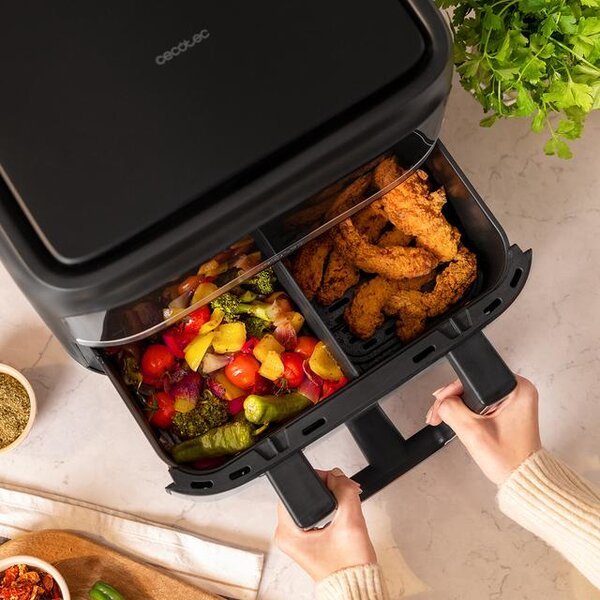 Cecotec Friggitrice ad Aria Capacit 9 Litri Potenza 2850 W colore Nero e Argento - A01 EU01 100149 CECOFRY Dual 9000 PerfectCook