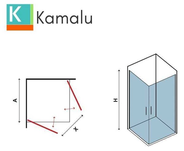Kamalu box doccia nero 70x70 due battenti altezza 200h | ks2800an
