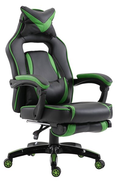 Vinsetto sedia da gaming sedia ufficio ergonomica Poltrona Reclinabile Con Poggiapiedi Regolabile In Altezza Rotelle Tessuto 65 × 70 × 115-121cm Verde