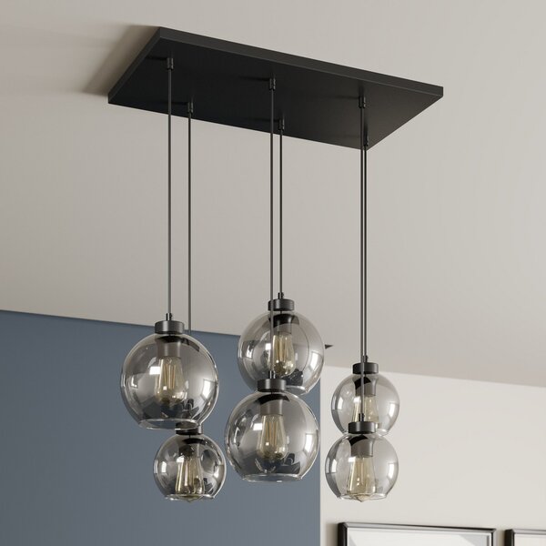 Lampada a sospensione TK Lighting, Cubus, dimmerabile, Grigio, Soggiorno, Vetro, Moderno