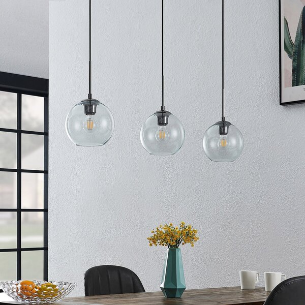 Lampada a sospensione Lindby, Firano, dimmerabile, Grigio, Soggiorno, Metallo, Moderno