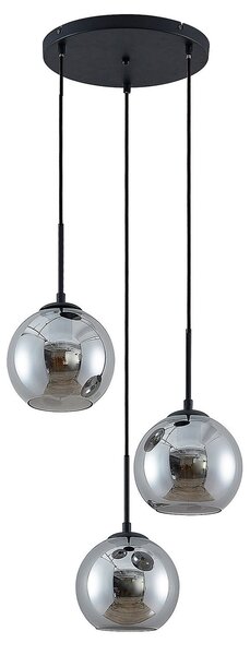 Lampada a sospensione Lindby, Jurian, dimmerabile, Grigio, Soggiorno, Vetro, Moderno