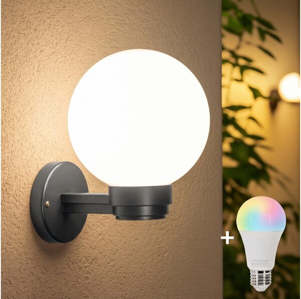BRILAGI -LED RGBW Applique da esterno HARBOR 1xE27/12W/230V IP33 antracite/bianco