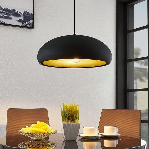 Lampada a sospensione Lindby, Gerwina, dimmerabile, Nero, Soggiorno, Metallo, Moderno