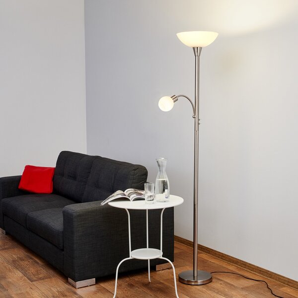 Lampada da terra Lindby, Elaina, Grigio, Soggiorno, Metallo, Moderno