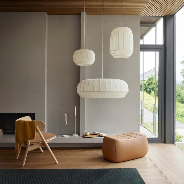 Lampada a sospensione Northern, Tradition tall, dimmerabile, Bianco, Soggiorno, Tessuto / Tessile, Design
