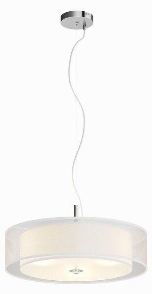 Lampada a sospensione Lindby, Pikka, dimmerabile, Bianco, Soggiorno, Tessuto / Tessile, Moderno