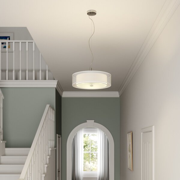Lampada a sospensione Lindby, Pikka, dimmerabile, Bianco, Soggiorno, Tessuto / Tessile, Moderno