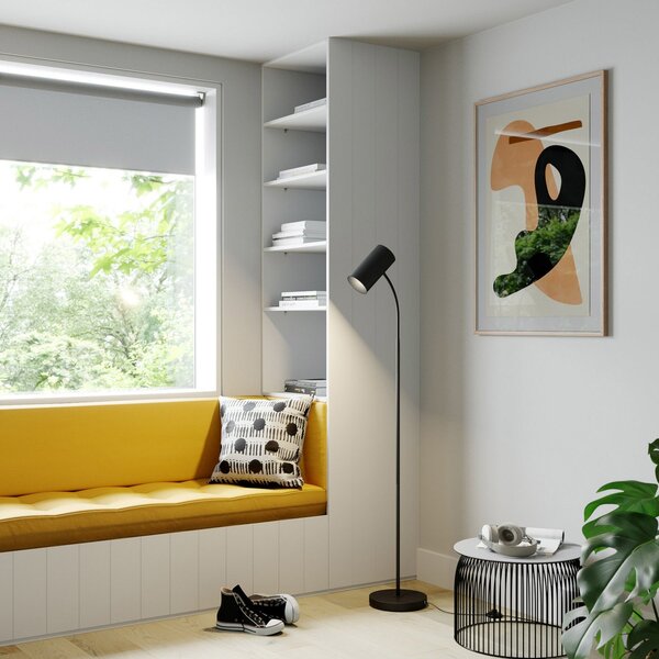Lampada da terra Lindby, Karoli, Nero, Soggiorno, Metallo, Moderno