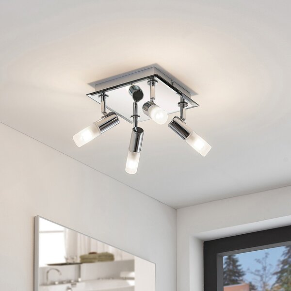 Plafoniera Lindby, Zela, dimmerabile, Metallizzato, Bagno, Metallo, Moderno